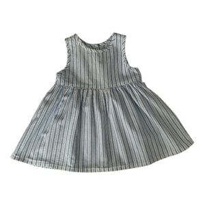 Vintage OshKosh Baby Bgosh Pinstripe Jumper Dress White Blue Girls Size 24M
